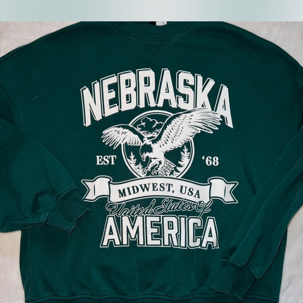 Nebraska USA Green Sweater